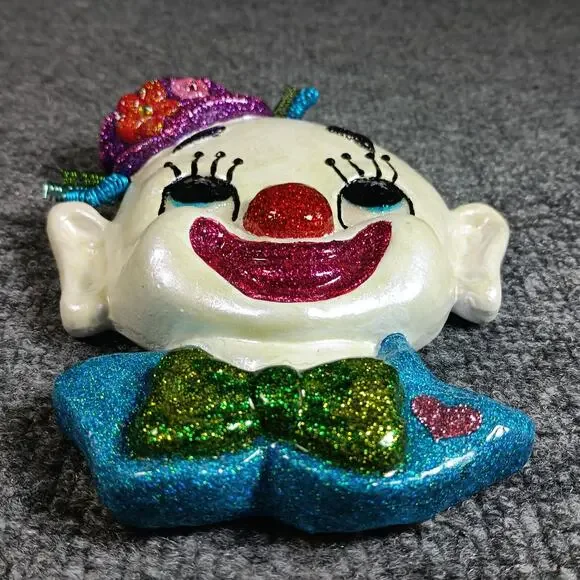 Clown Wall Plaques Ceramic Face Heads Colorful Circus Carnival Decor Pair Set - Picture 8 of 13